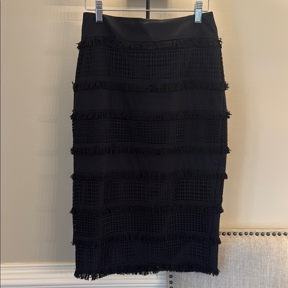 Banana Republic Elegant Black Fringe Skirt